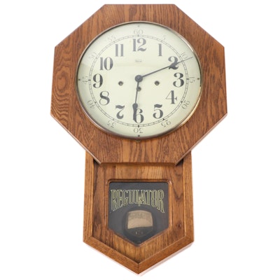 Oak Ridgeway Regulator Wall Clock, Late 20th Century