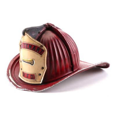 Cairns & Bros. "Lieutenant PFD" Red Painted Firefighting Helmet, Mid-20th C.