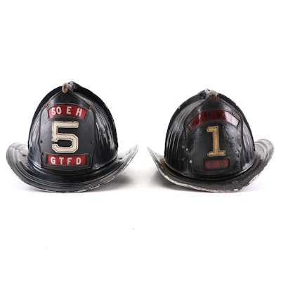 Cairns & Bros. "Warminster 1 FD" and "SO EH 5 GTFD" Firefighting Helmets