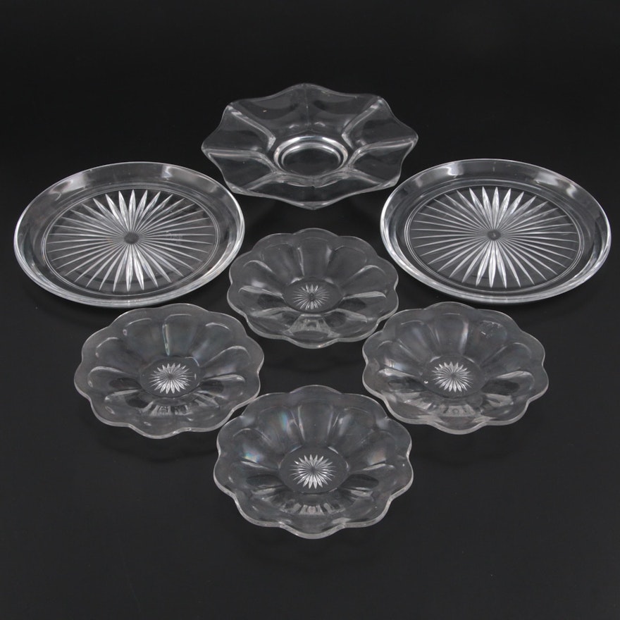 Heisey "Colonial Clear" and Other Pressed Glass Plates, 20th Century