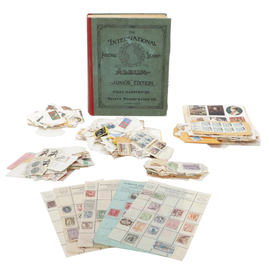 International Postage Stamp Album and Loose Stamps