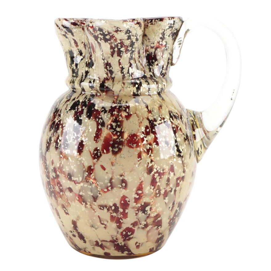 Victorian Spangle Glass Water Pitcher, Late 19th to Early 20th Century