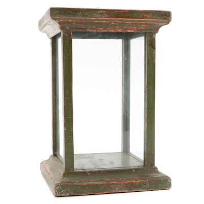 Green-Painted Wood and Glass Countertop Display Case, Late 19th Century