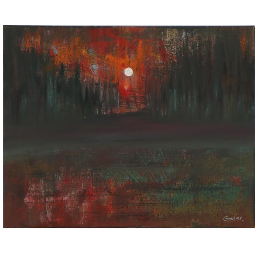 Saul Gefen Acrylic Painting "Midnight," 2021