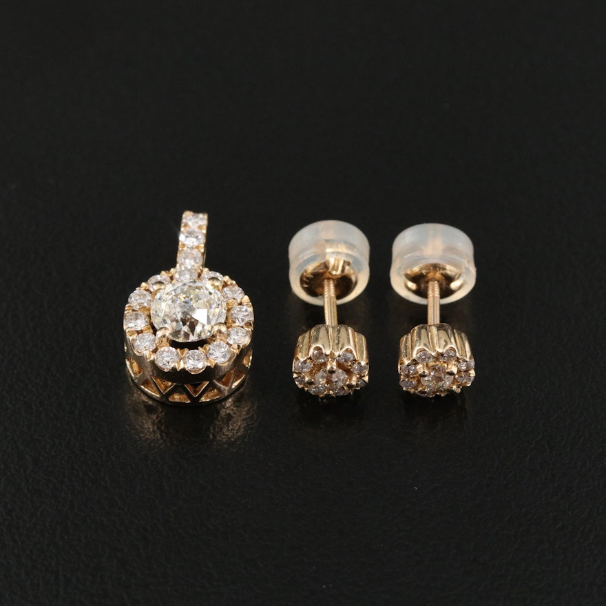 14K 1.38 CTW Diamond Pendant and 0.38 CTW Diamond Earring Set