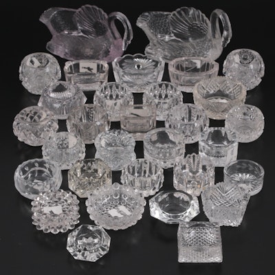 Cambridge Glass Swan Master Salt Cellars, EAPG  and Other Glass Open Salts
