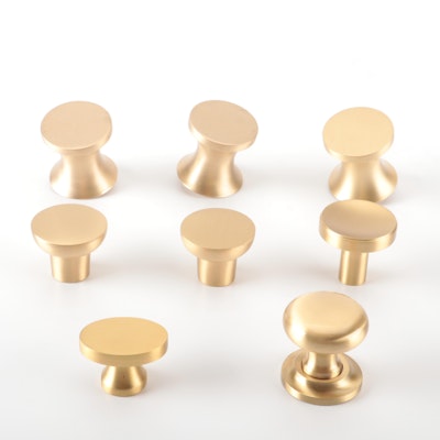 Solid Brushed Brass Round Cabinet Knobs