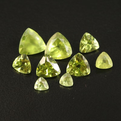 Loose 9.10 CTW Triangle Faceted Peridots