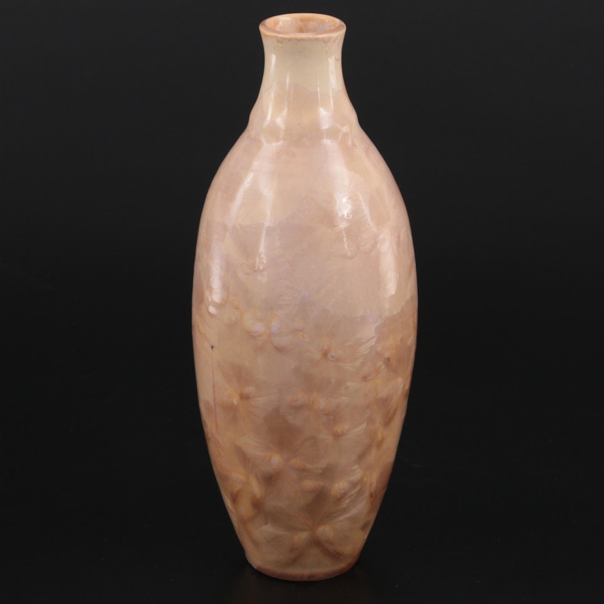 Studio Art Pottery Crystalline Glazed Bottle Form Vase, 1982