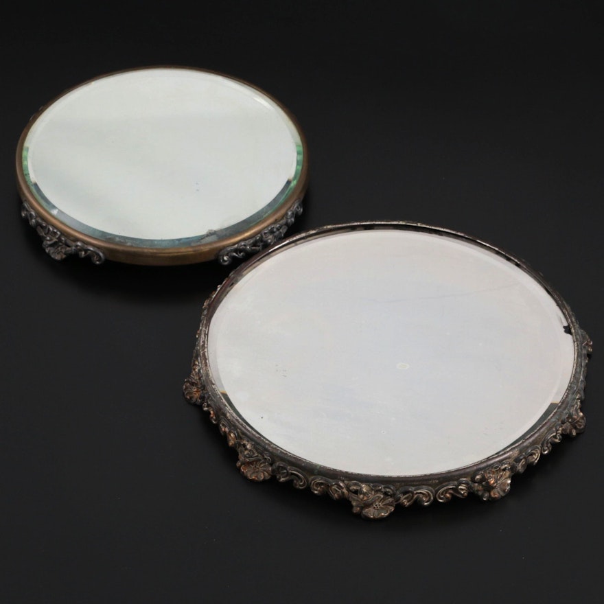 Victorian Silver Plate Beveled Mirrored Plateaus, Late 19th/ Early 20th Century
