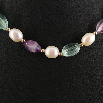 14K Pearl and Fluorite Necklace