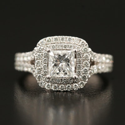 Vera Wang 14K Diamond Ring with Peekaboo Sapphires
