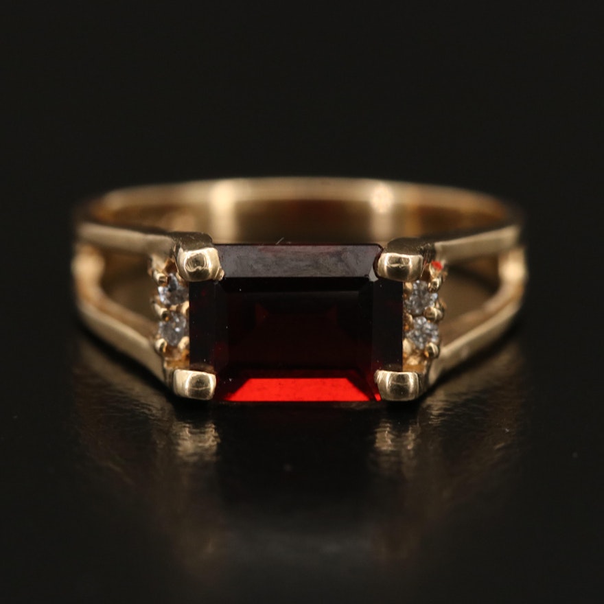 14K Garnet and Diamond Ring