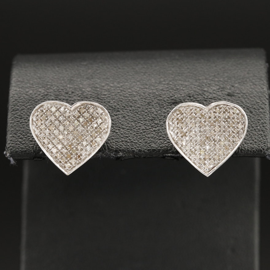 10K Diamond Heart Earrings