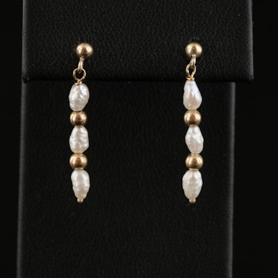 14K Rice Pearl Earrings