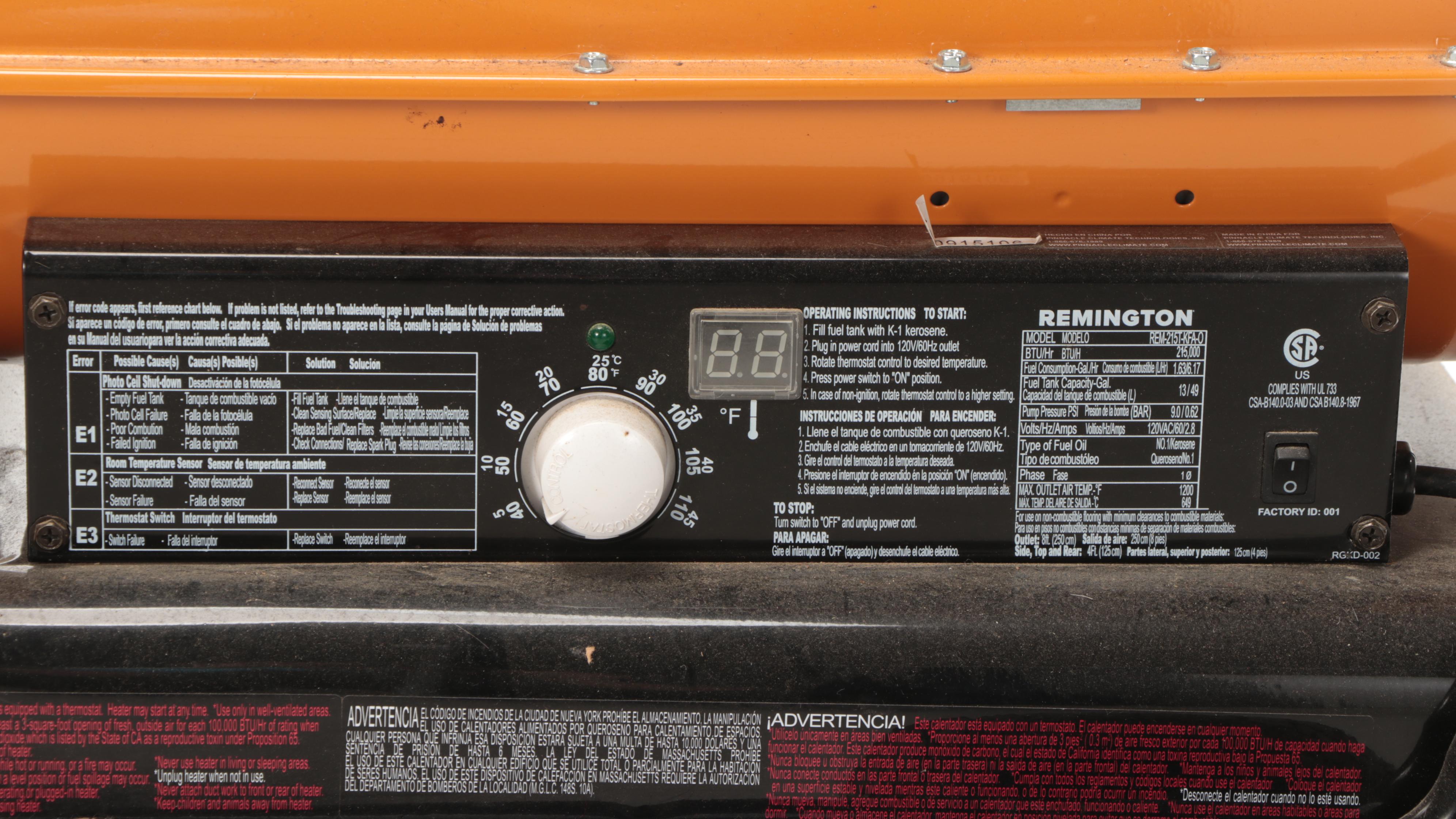 Remington 215 Kerosene Heater EBTH