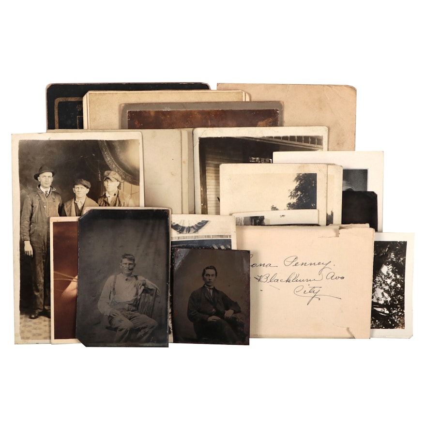 Silver Gelatin Portrait Photographs, Tintypes, and More, Early 20th Century