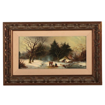 R. Jacobi Winter Landscape Oil Painting