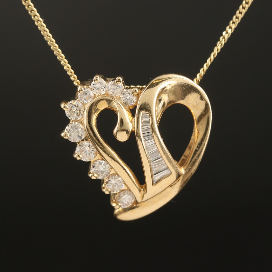 14K 0.45 CTW Diamond Heart Slide Pendant Necklace