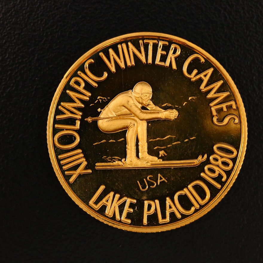 1979 Gold Proof Coin Commemorating the 1980 Lake Placid Winter Olympics