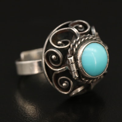 Sterling Imitation Turquoise Poison Ring