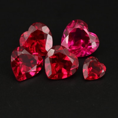 Loose Laboratory Grown Heart Faceted Rubies