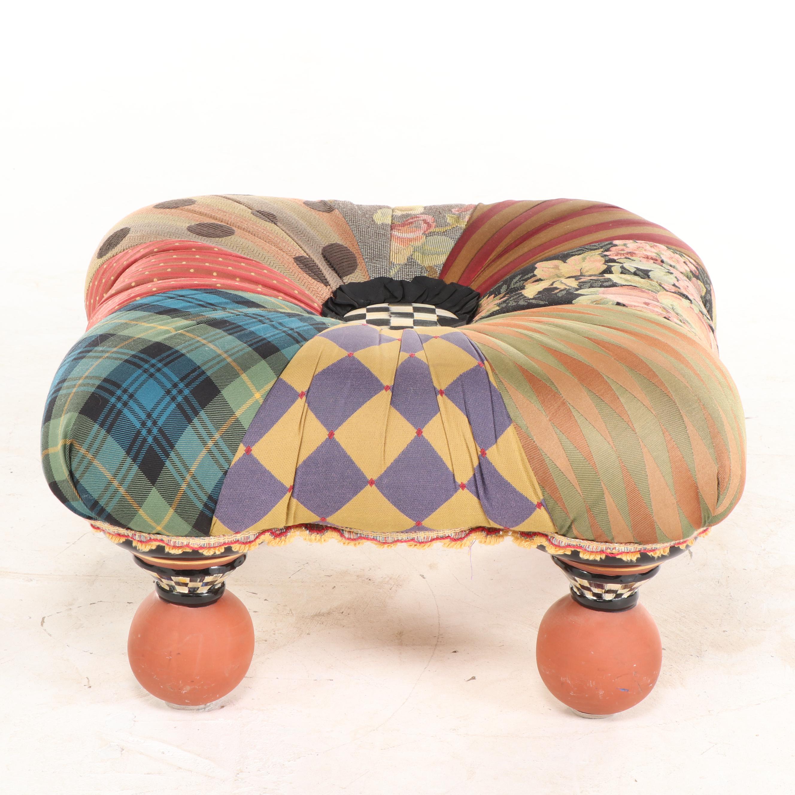 MacKenzieChilds Upholstered Ottoman EBTH