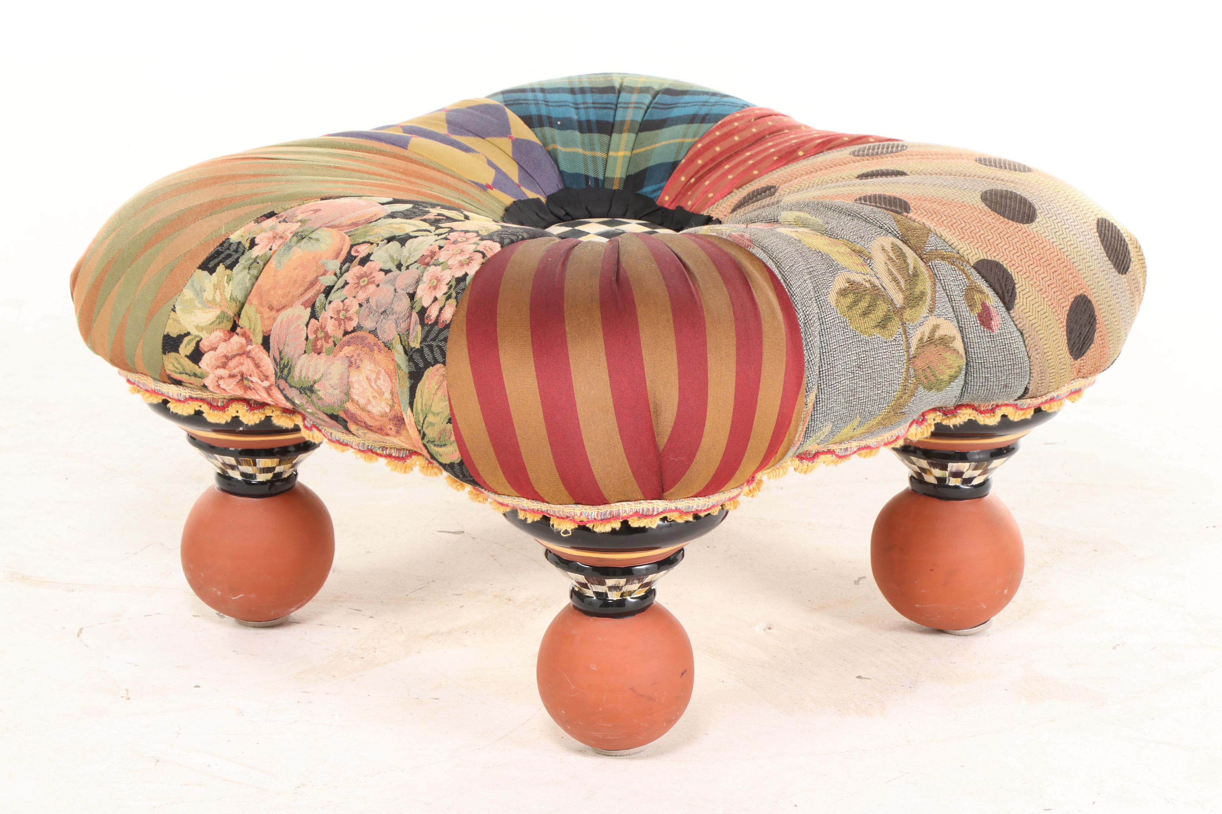 MacKenzieChilds Upholstered Ottoman EBTH