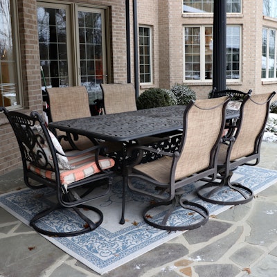 Hanamint Extendable Cast Aluminum Patio Table with Swivel Chairs