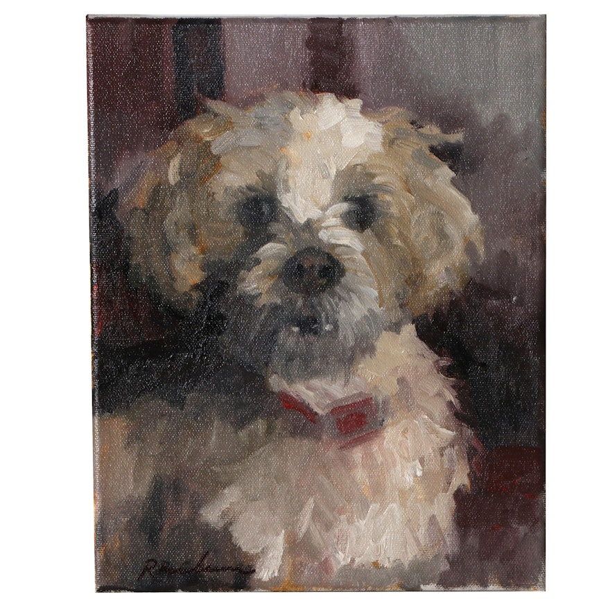 Sally Rosenbaum Oil Painting "Sweet Pup," 2021
