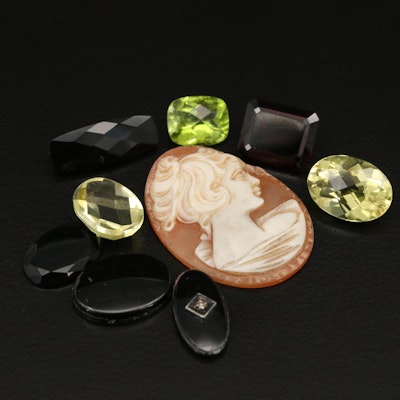 Loose Gemstones with Citrine, Peridot and Shell