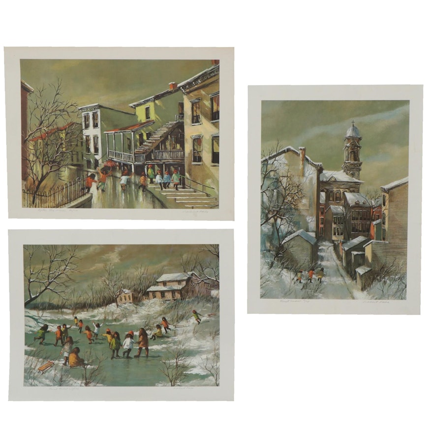 Robert Fabe Offset Lithographs Including "First Snow" and "After the Rain"