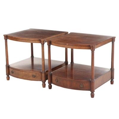 Baker Furniture Walnut Finish Side Tables, Late 20th Century