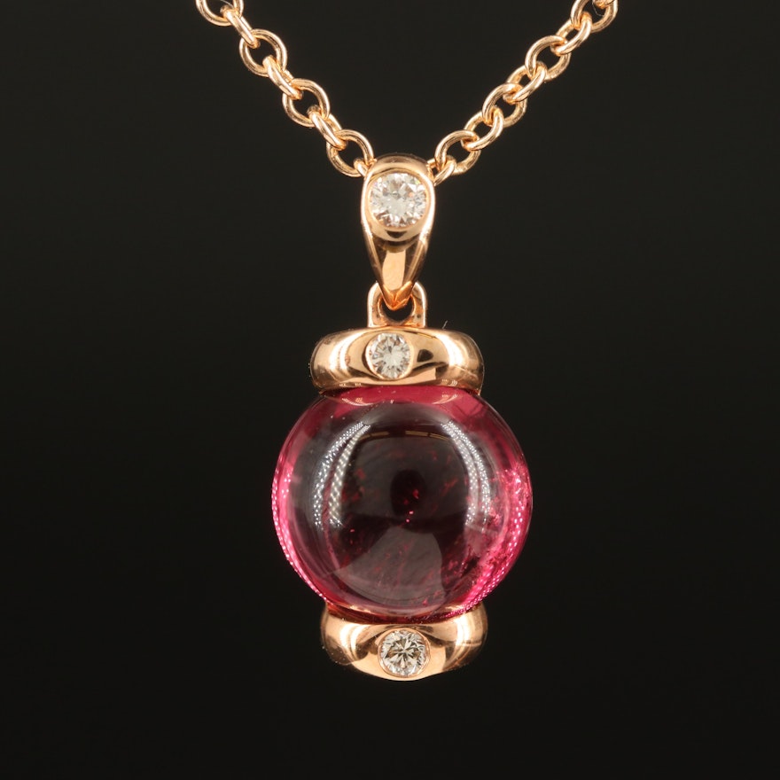 Zorab 18K Rose Gold Tourmaline and Diamond Pendant Necklace