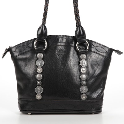 Patricia Nash Leather Shoulder Bag with Simulated Coin and Stitched Accents