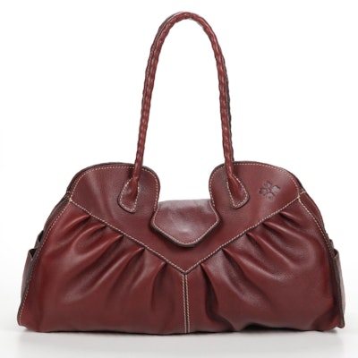 Patricia Nash Italian Oxblood Leather Pleated Shoulder Bag