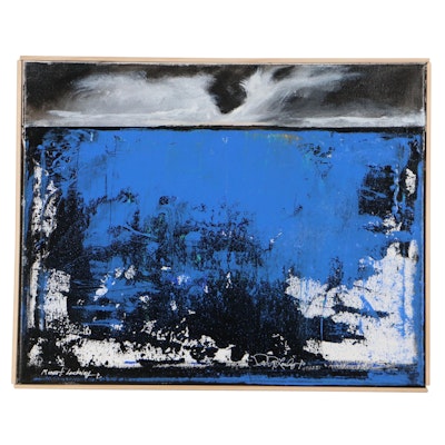 Robert Lackney Abstract Acrylic Painting "Sea Blue," 21st Century