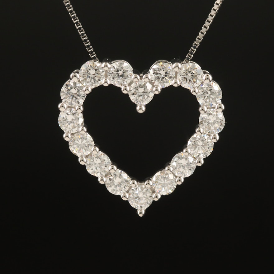 10K 0.88 CTW Diamond Heart Pendant Necklace