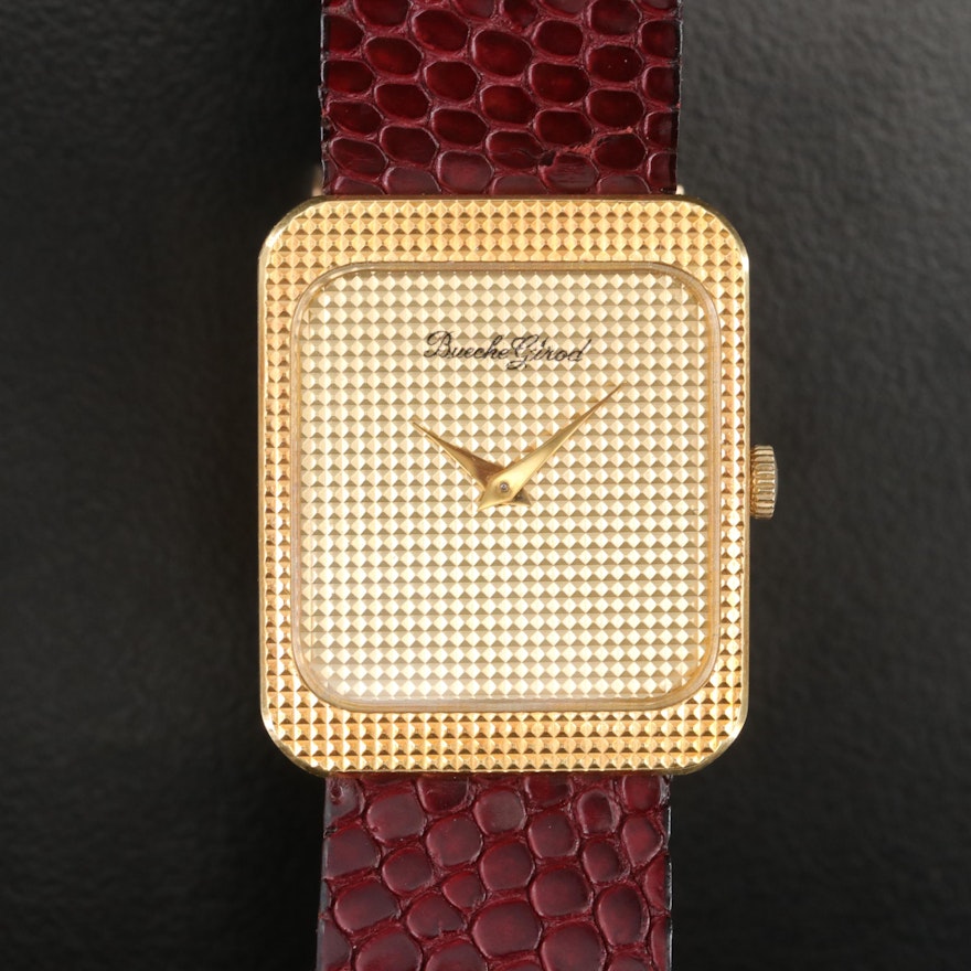 18K Bueche Girod Hobnail Design French Wristwatch