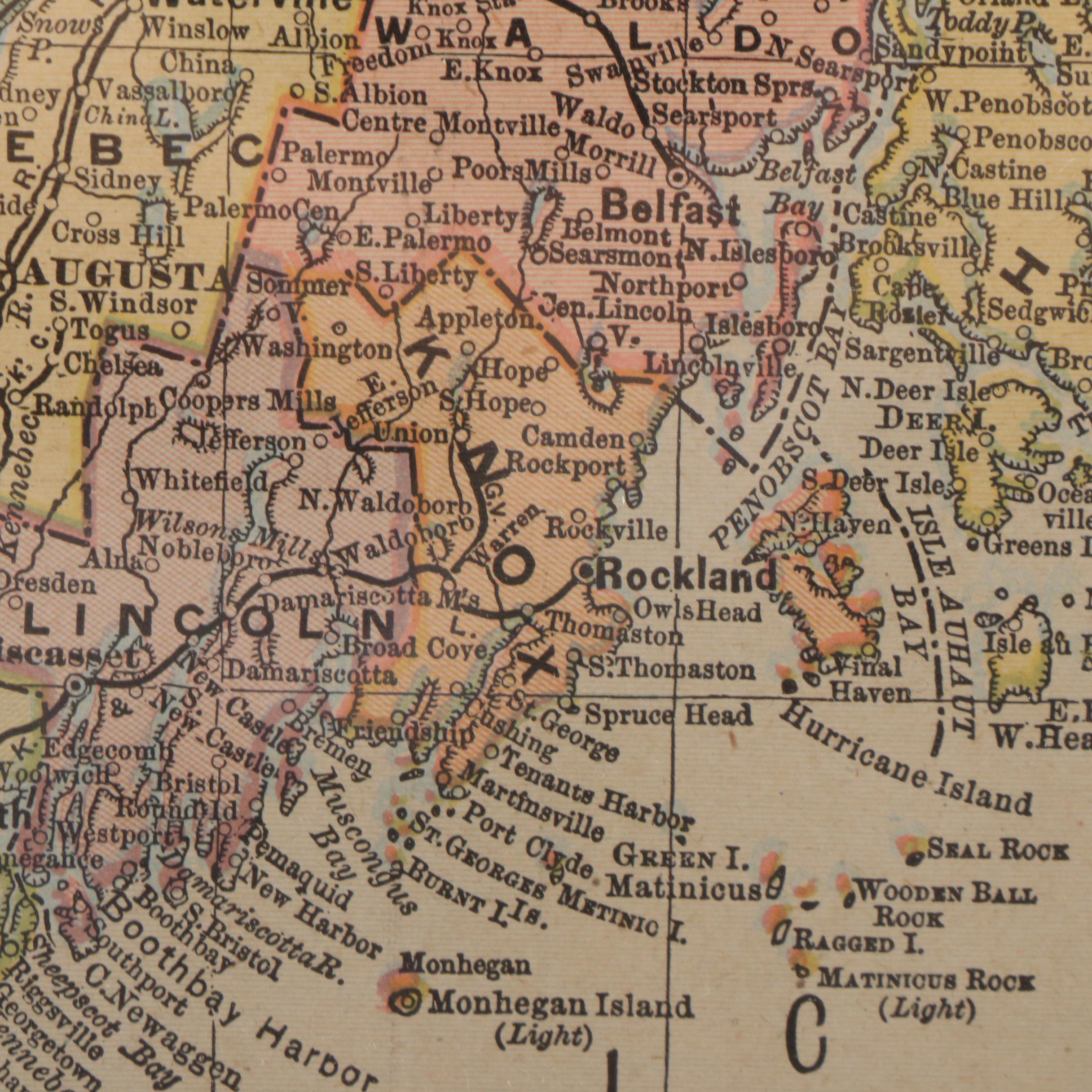 MatthewsNorthrup Co. Wax Engraving "Map of Maine," Late 19th Century