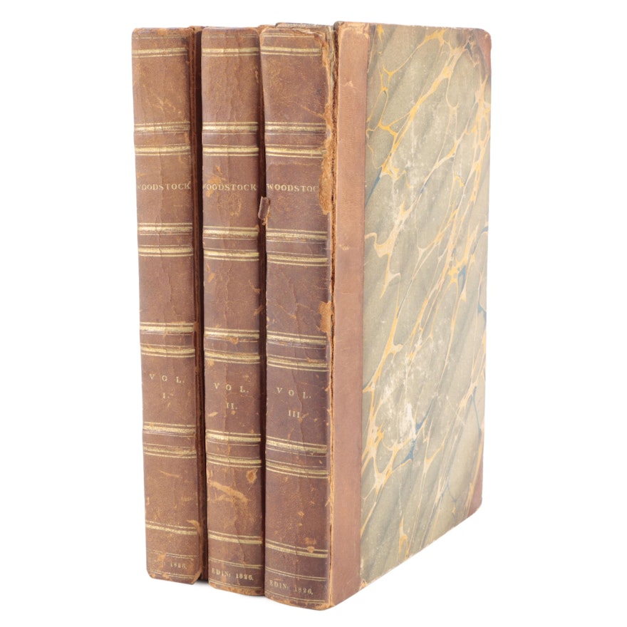 First Edition "Woodstock" Three-Volume Set by Sir Walter Scott, 1826