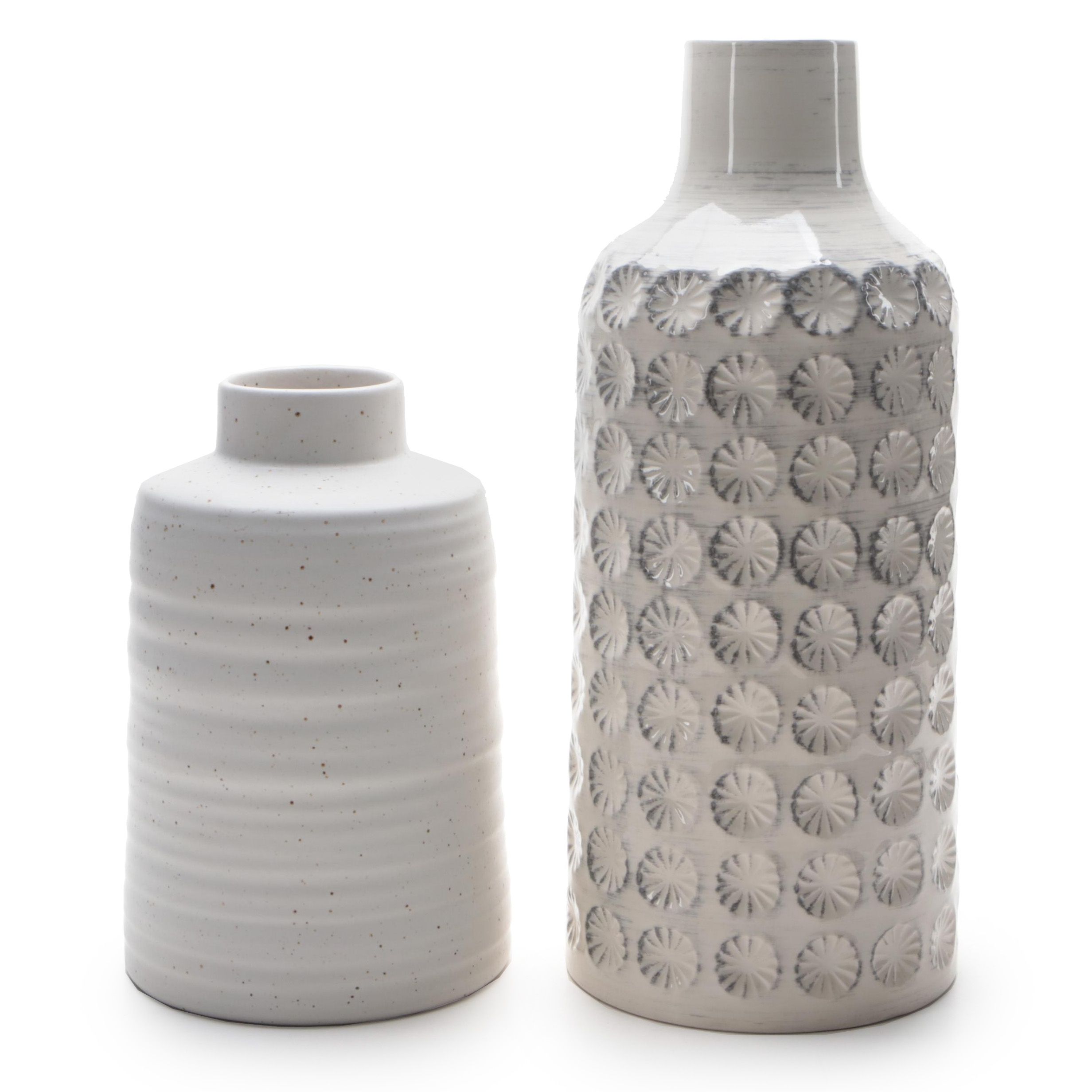 Crate & Barrel "Holden" and "Taline" Glazed Ceramic Vases EBTH