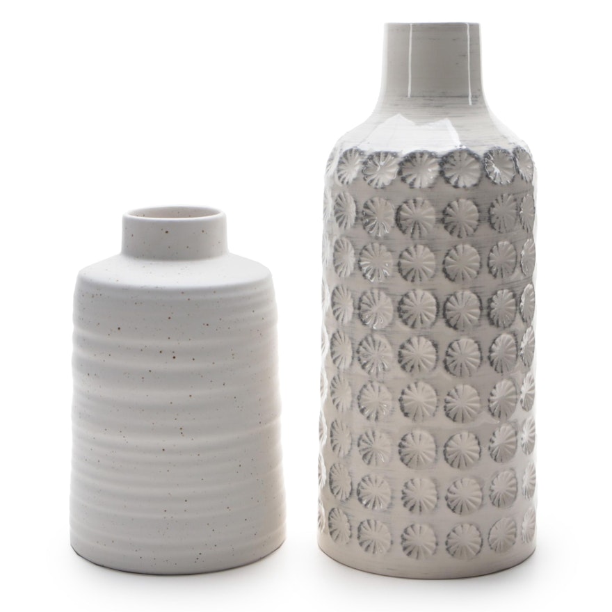 Crate & Barrel "Holden" and "Taline" Glazed Ceramic Vases