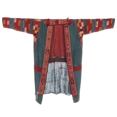 Central Asian Turkmen Chapan Coat in Cotton with Embroidery