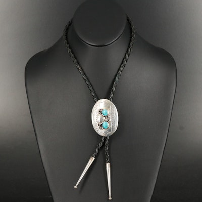 Southwestern Sterling Turquoise Bolo Tie