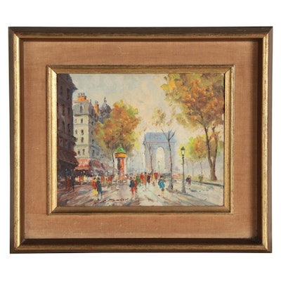 Cityscape Oil Painting of Paris, Mid-20th Century