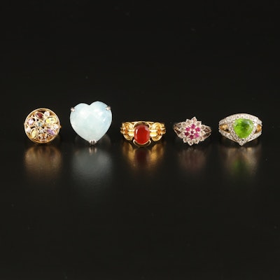 Sterling Ring Collection with Heart and Openwork Rings