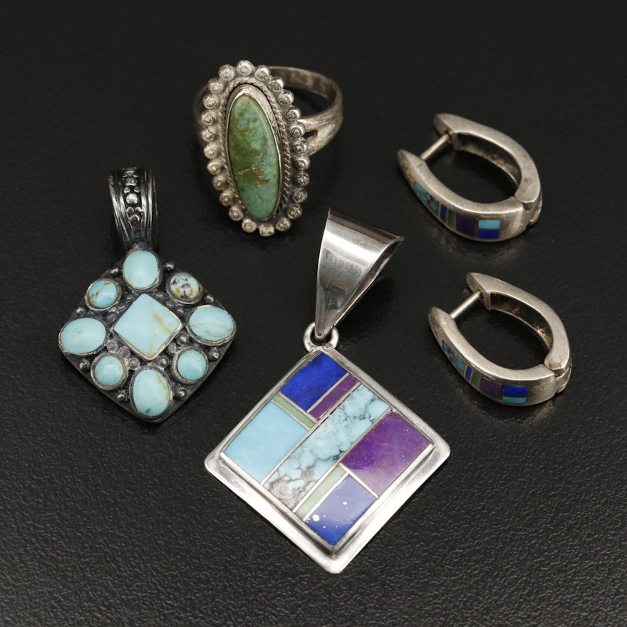 Southwestern Sterling Jewelry with Turquoise and Lapis Lazuli