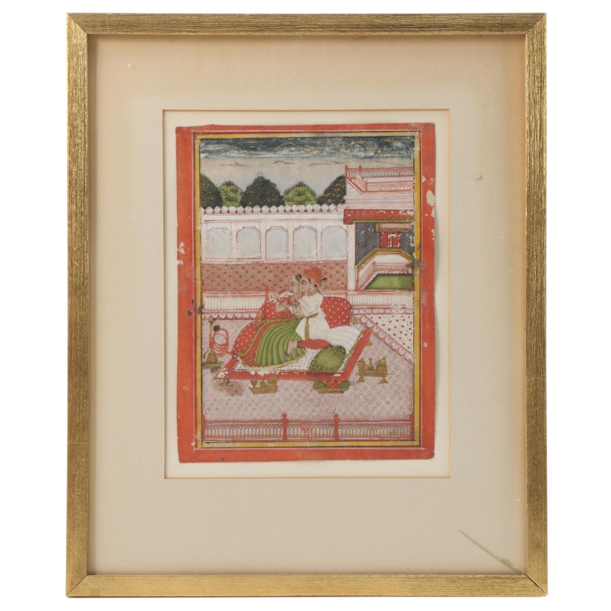 Mughal Illuminated Manuscript Leaf of Empress and Emperor