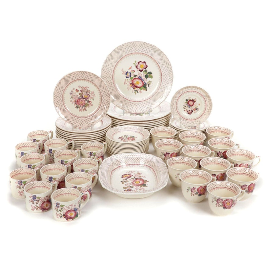 Mason's "Paynsley" Pink Ironstone Dinner Service, Mid to Late 20th Century